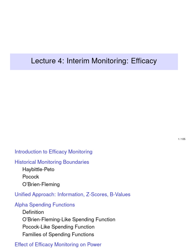 Efficacy Monitoring in Clinical Trials | PDF | Type I And Type Ii ...