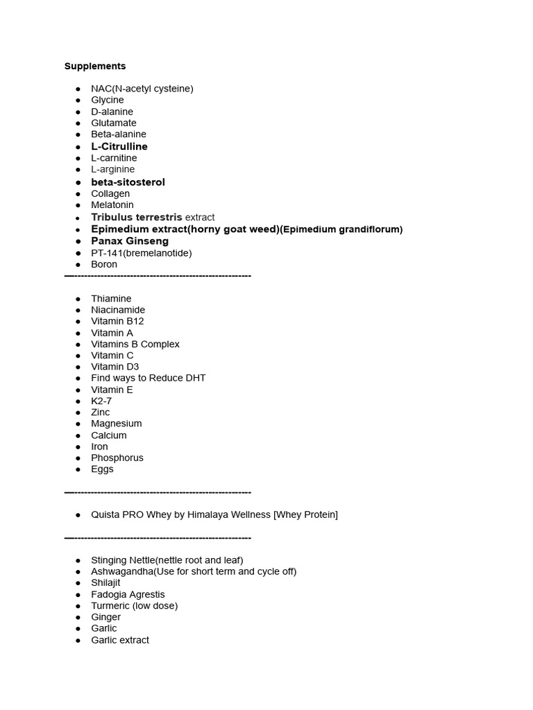 Essential Supplements for Health and Wellness | PDF | Arginine ...