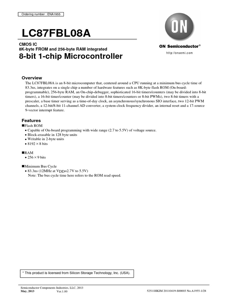 LC87FBL08A: 8-Bit 1-Chip Microcontroller | PDF | Capacitor | Flash Memory