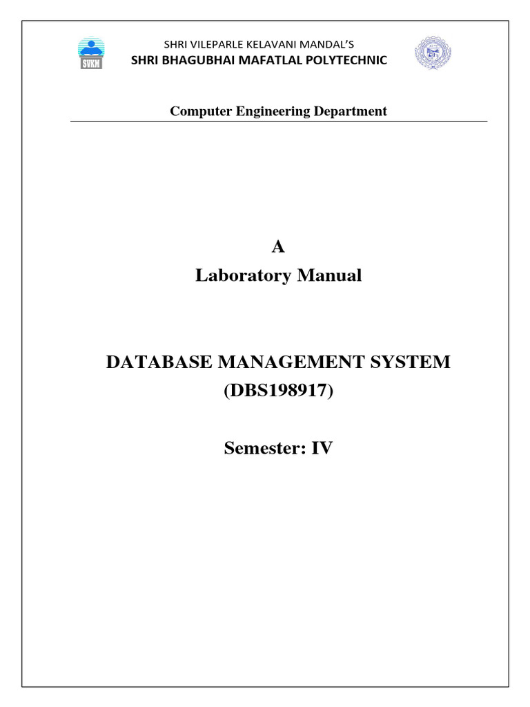 Database Management System Manual | PDF | Relational Database | Databases