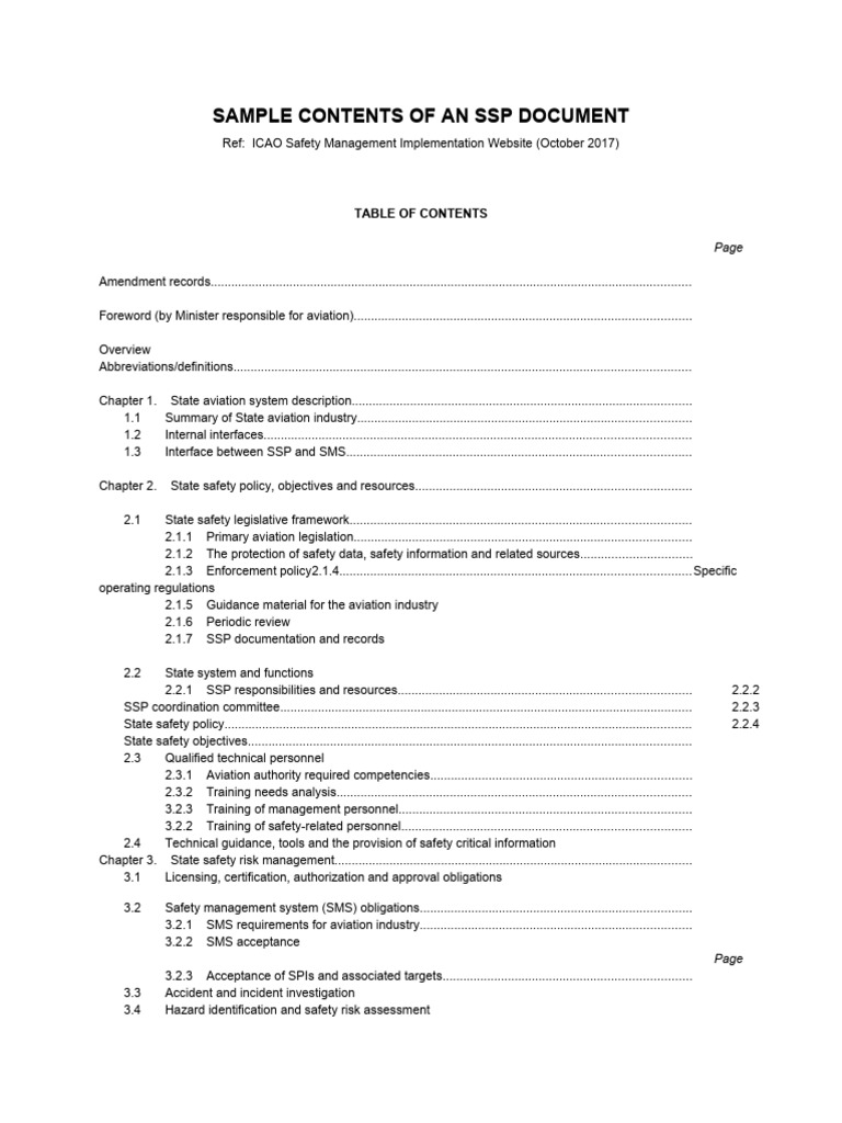 Part III CH 1 1.3.4 Sample Contents SSP Document | PDF | Safety | Risk ...