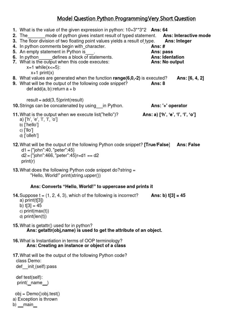 BCA SemModelMCQs PP 2024 | PDF | Python (Programming Language ...
