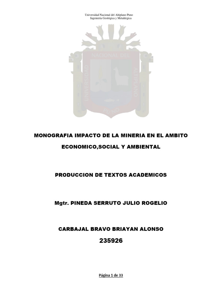 Impacto de la minería en economía y medio ambiente | PDF | Minería ...