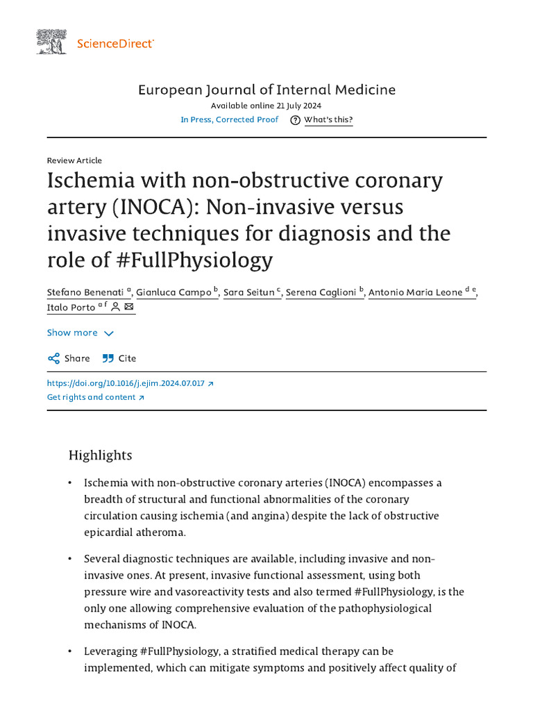 Ischemia With Non-Obstructive Coronary Artery INOCA | PDF | Teaching ...