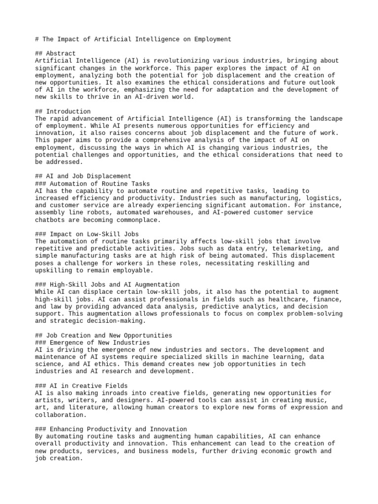 AI's Impact on Employment Trends | PDF | Artificial Intelligence ...
