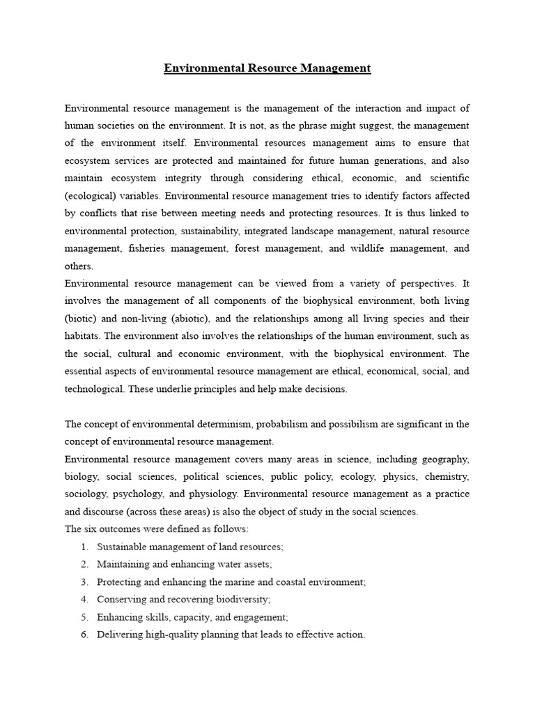 Environmental Resource Management Guide | PDF | Environmental Resource ...