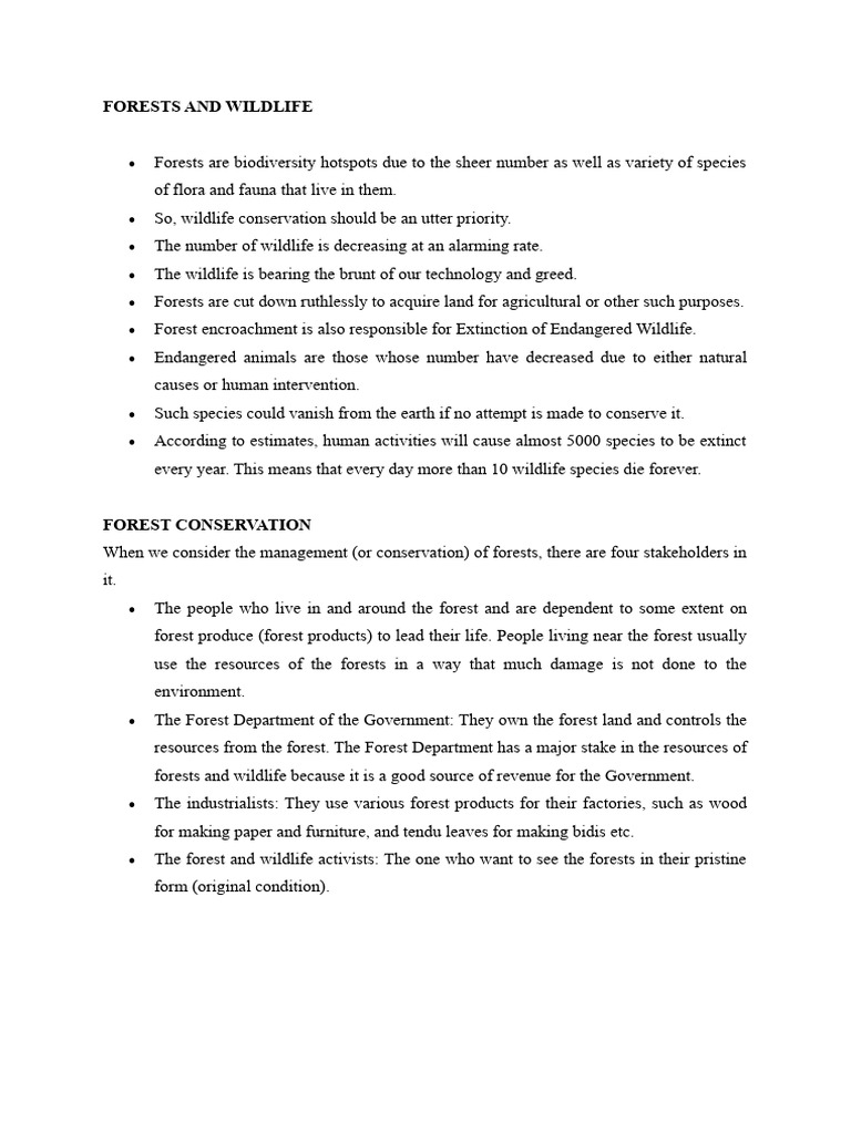 Management of Forest and Wild Life | PDF | Conservation Biology | Forests