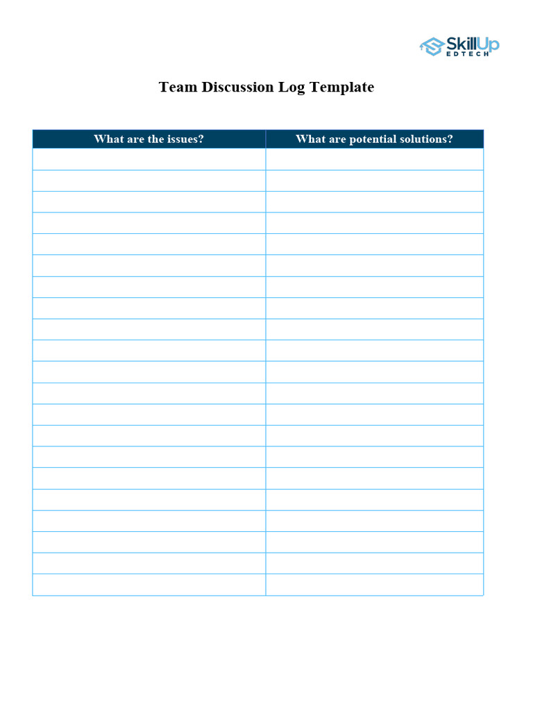 Team Discussion Log Template | PDF