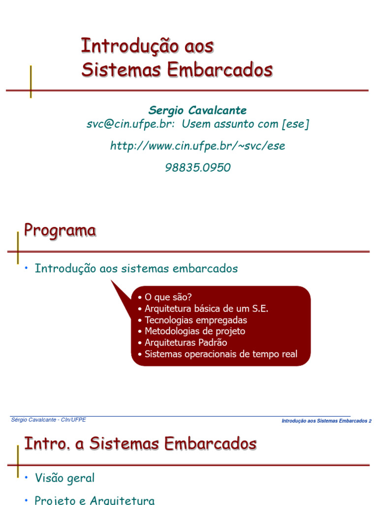 Introdução a Sistemas Embarcados | PDF | Sistema embarcado | Sistema ...