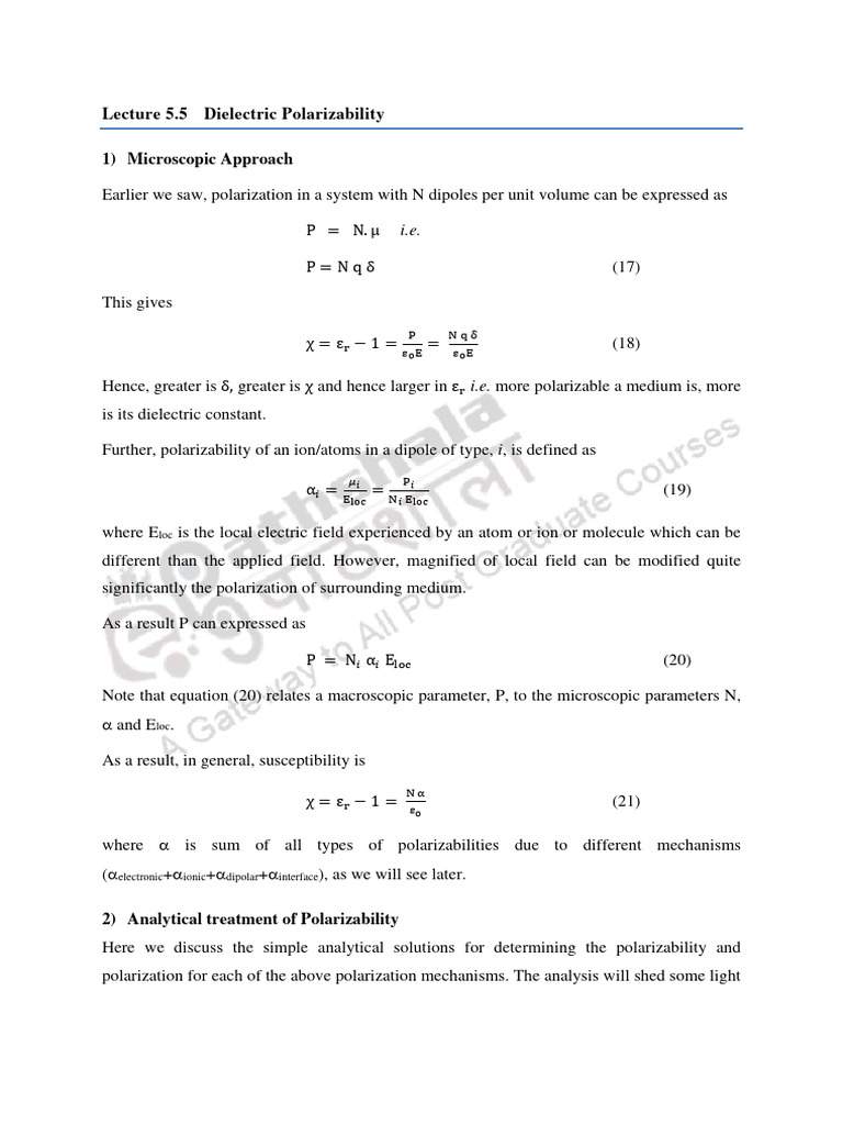 Dielectric Polarizability Explained | PDF | Dielectric | Dipole