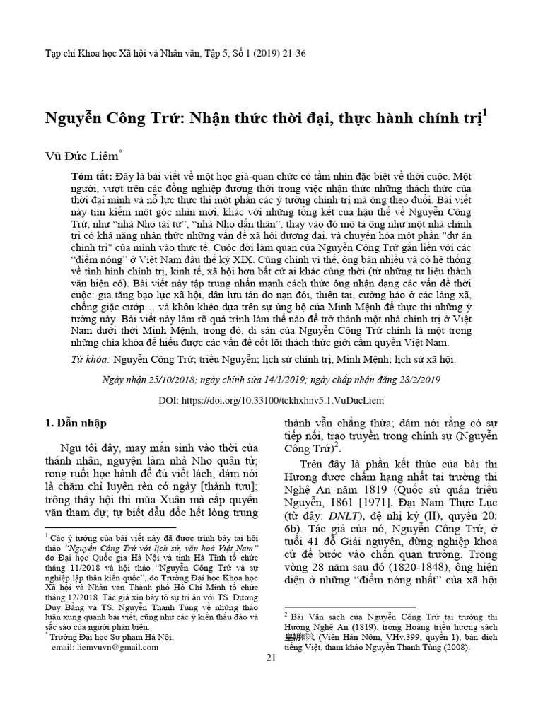 Nguyen Cong Tru Nhan Thuc Thoi Dai | PDF