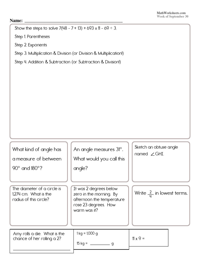 MathWorksheetsGrade6 9 30 | PDF
