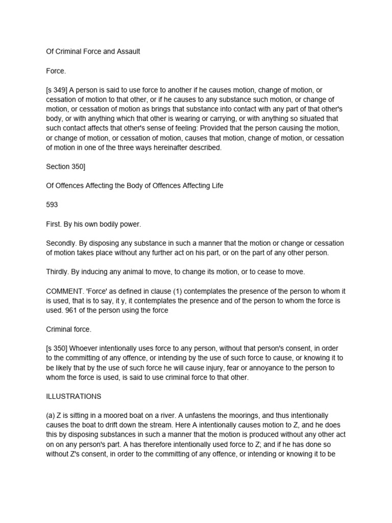 Understanding Criminal Force and Assault | PDF | Assault | Force