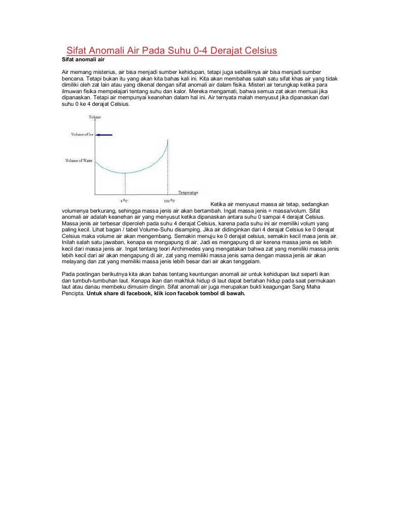 Sifat Anomali Air Pada Suhu 0