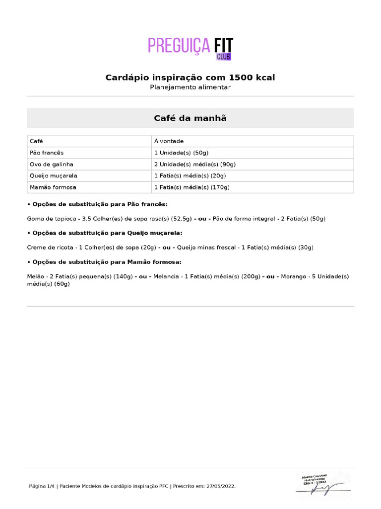 Carda Pio+Para+de Ficit+Calo Rico+de+1500Kcal | PDF