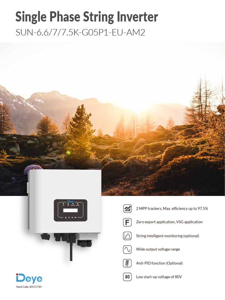 Deye 6.6kW Inverter Technical Specs | PDF | Alternating Current | Power ...
