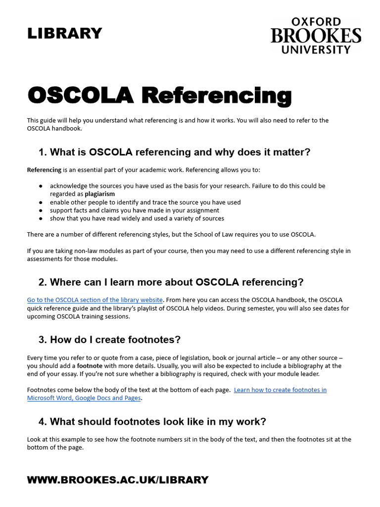 Oscola Referencing Guidelines
