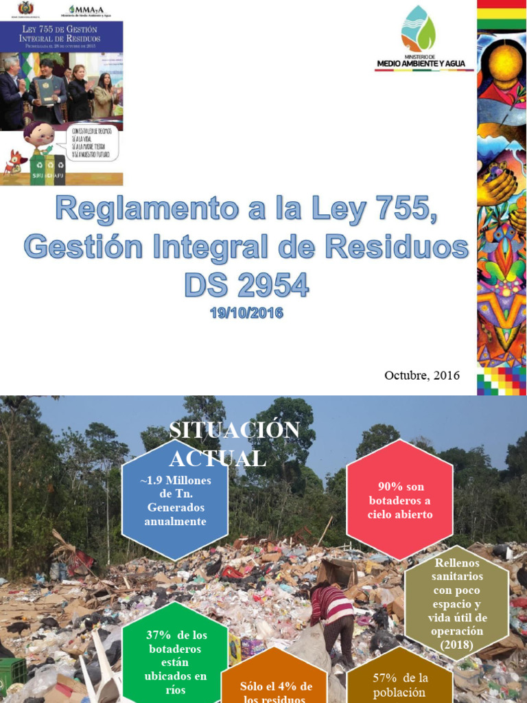 MMAy A Pres Reglamento Ley 755 APIA | PDF | Residuos | Reciclaje
