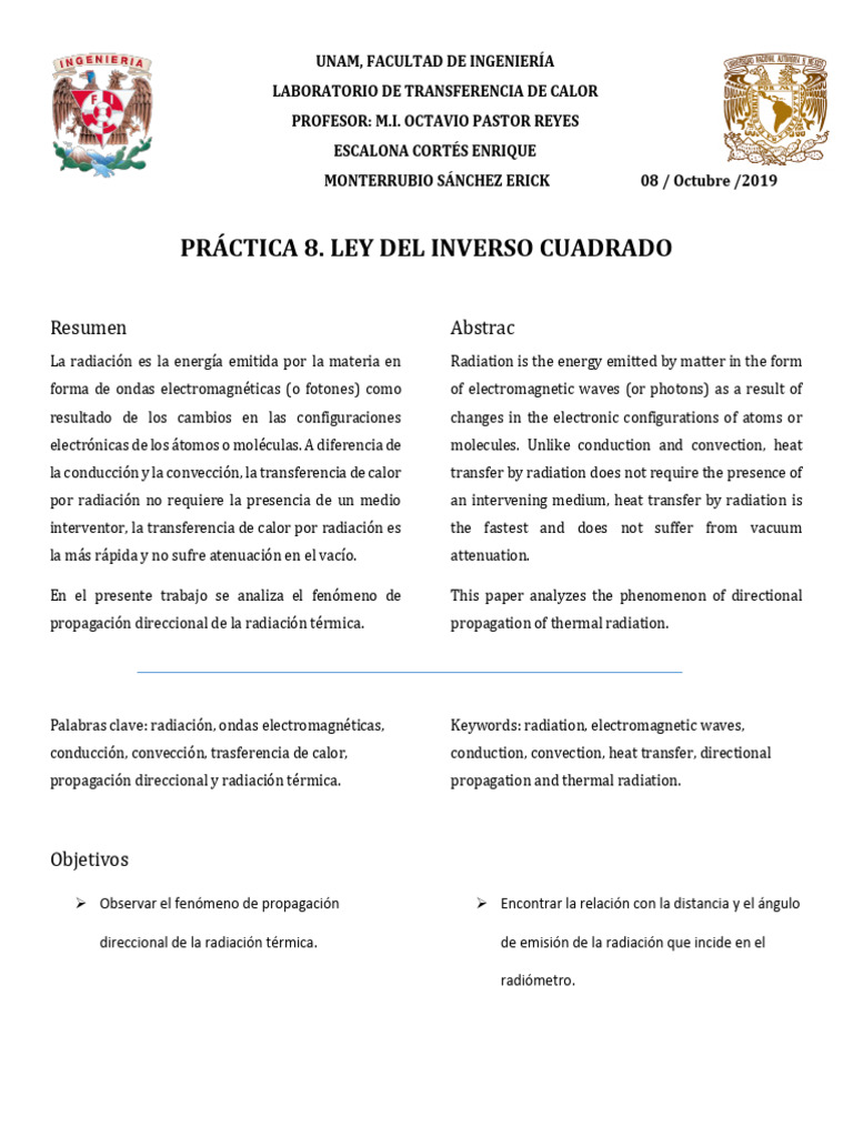 Ley del Inverso Cuadrado en Radiación | PDF | Temperatura | Radiación ...