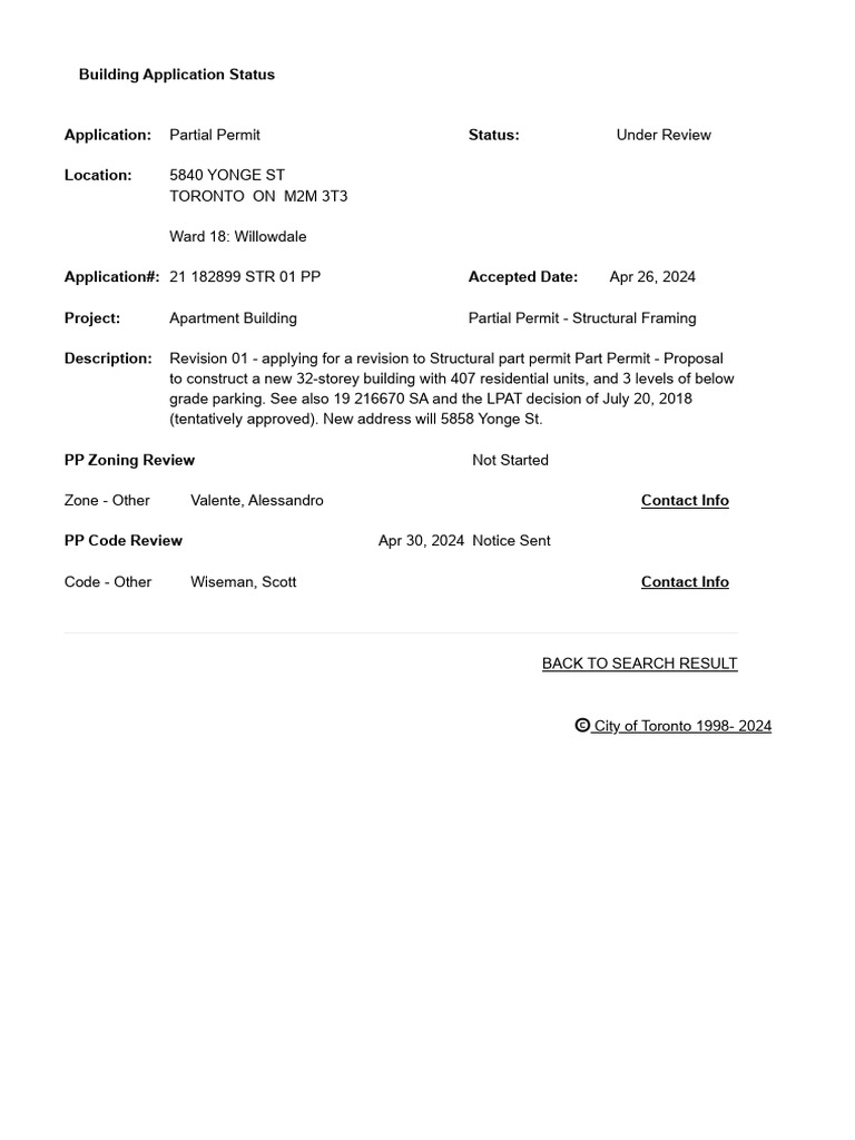 City of Toronto - Building Application StatusApplication Status Detail ...