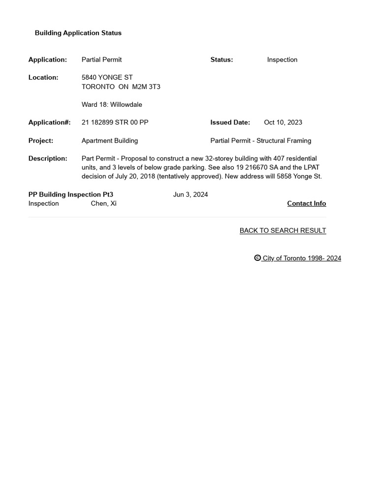 Toronto Partial Permit Status Update | PDF