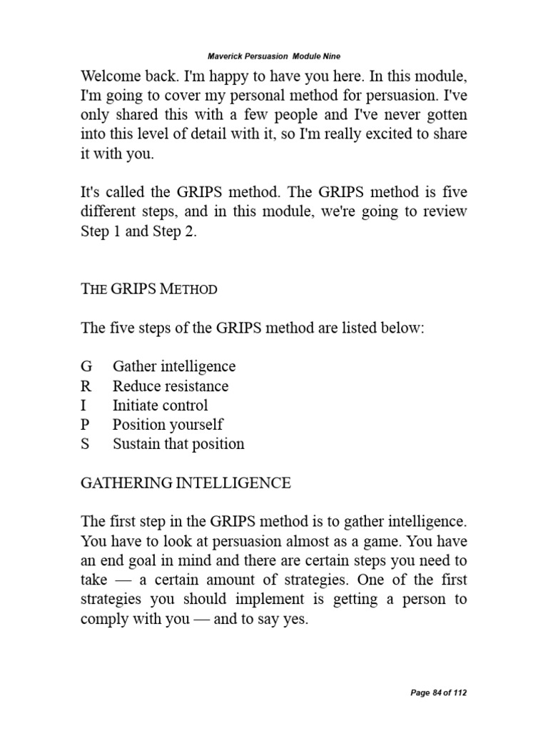 GRIPS Method: Persuasion Steps 1 & 2 | PDF | Persuasion | Expert