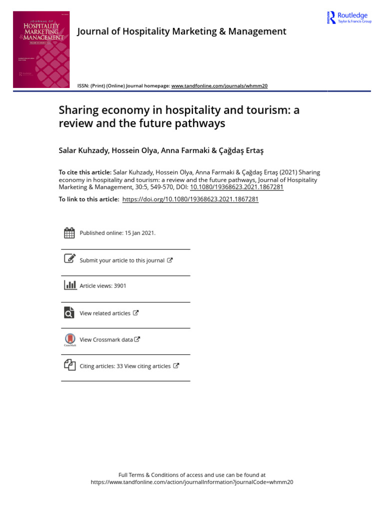 Sharing Economy in Hospitality and Tourism A Review and The Future ...