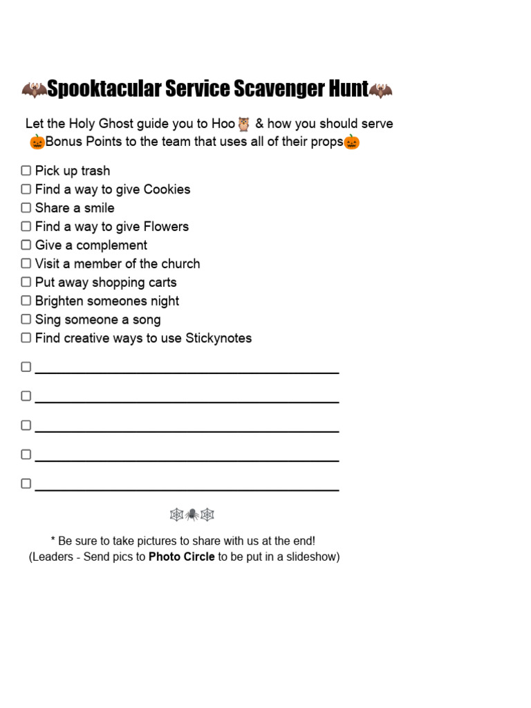 Spooktacular Service Scavenger Hunt | PDF | Home & Garden