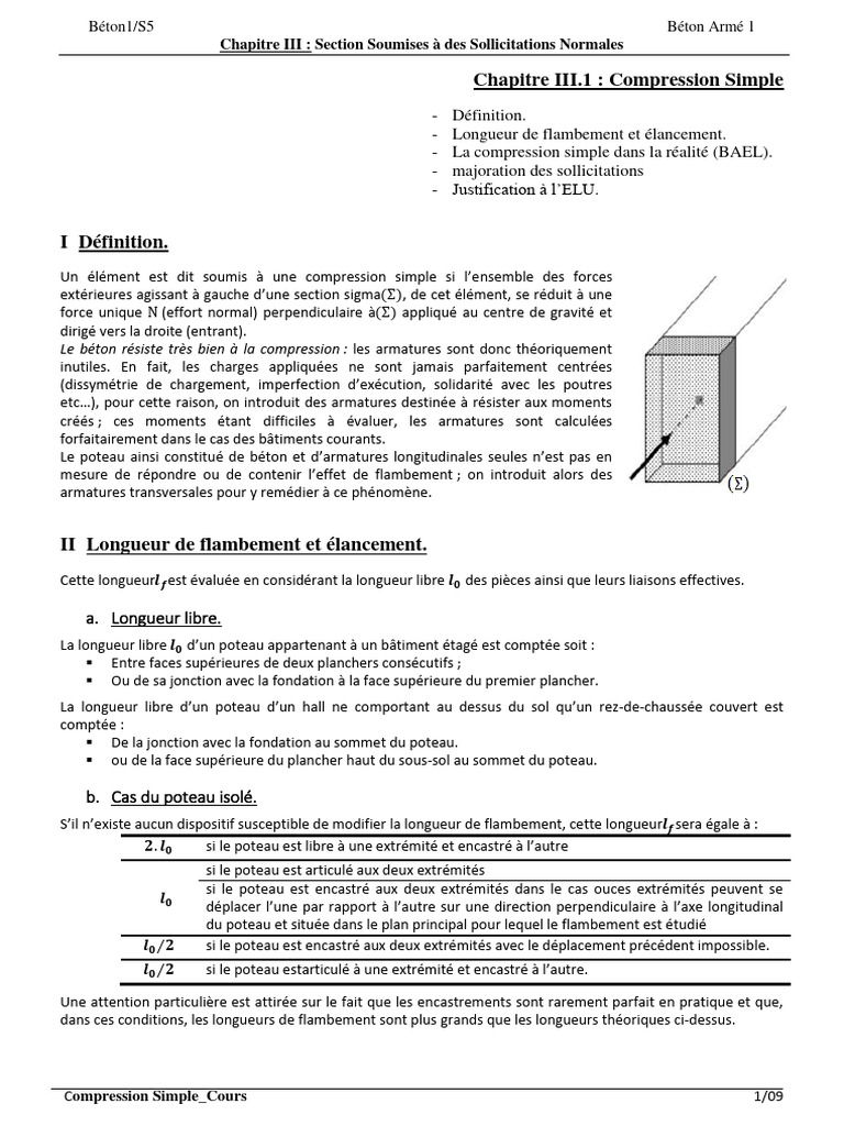 Compression Simple en Béton Armé | PDF | Flambage | Béton armé
