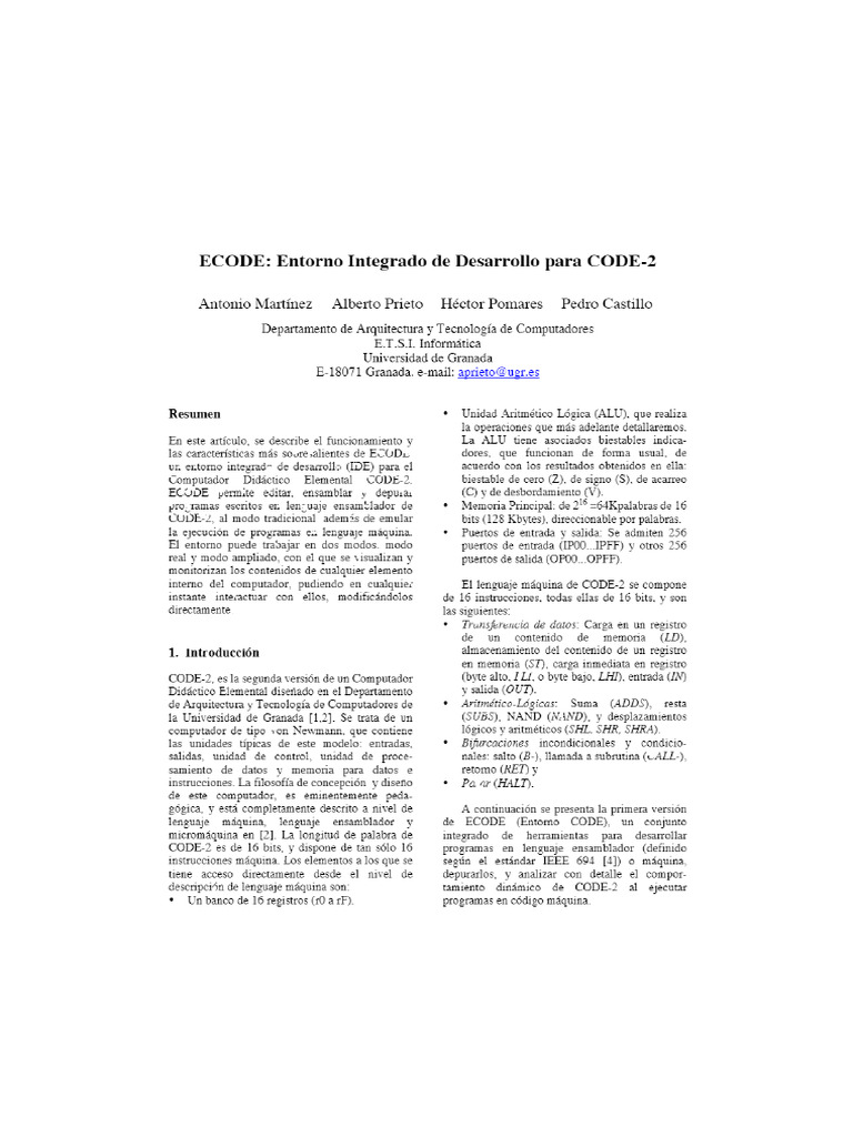 ECODE - Entorno Integrado de Desarrollo para CODE-2 | PDF