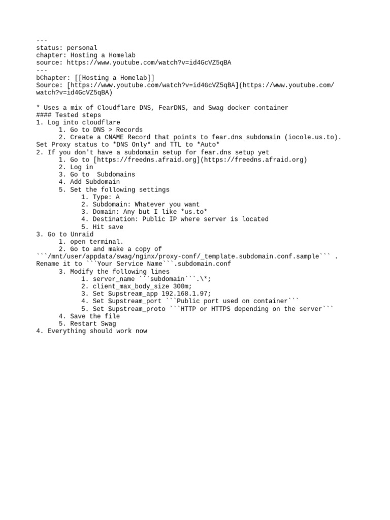 Creating a reverse proxy for servers hosted on unraid pdf