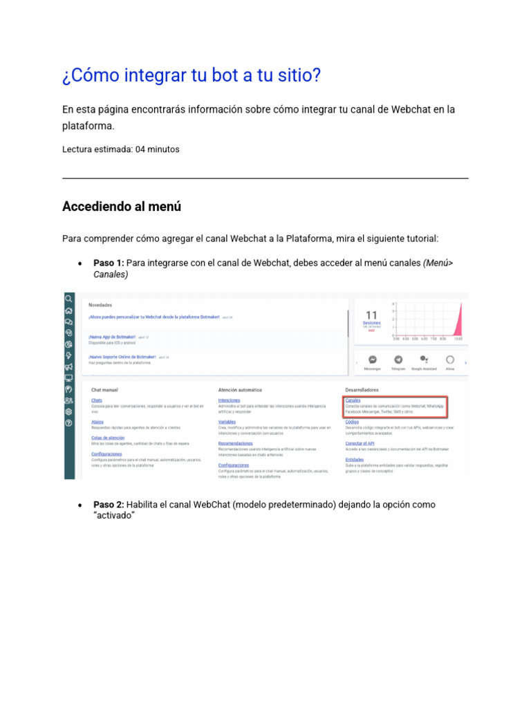 Cómo Integrar Tu Bot A Tu Sitio | PDF | Chat en linea | Internet Bot