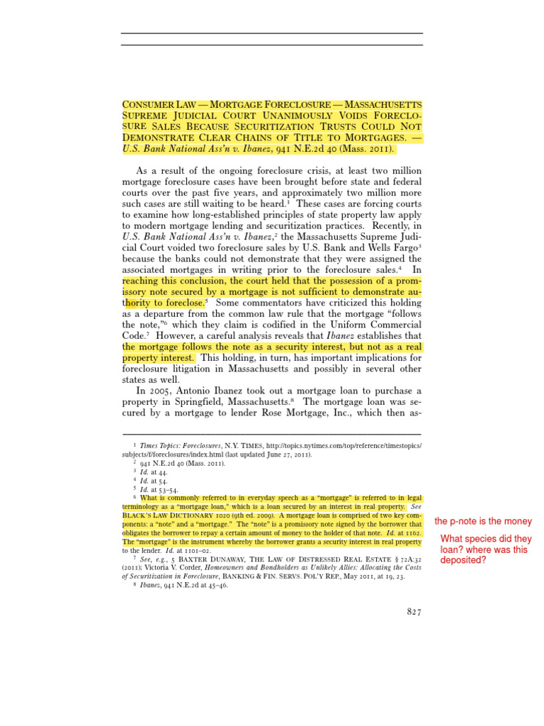 Mass Supreme Court Void Foreclosures PDF Foreclosure Mortgage Law