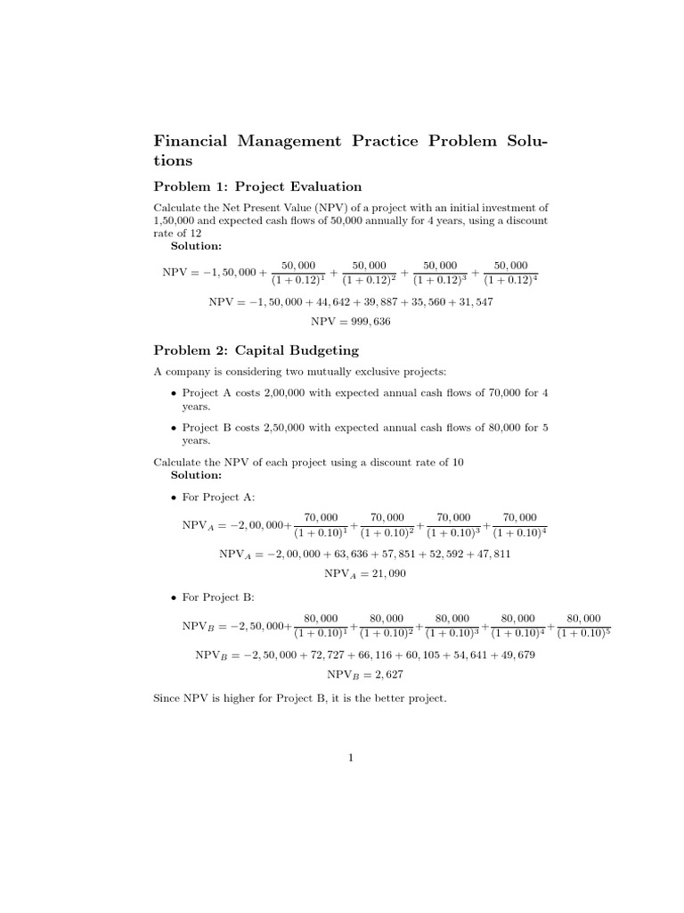 Financial Management Problem Solutions | PDF | Internal Rate Of Return ...