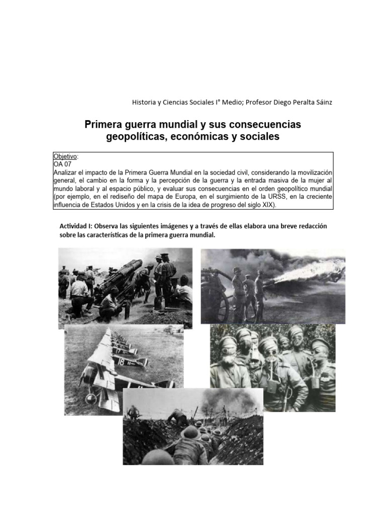 Impacto de la Primera Guerra Mundial | PDF | Educación en artes liberales