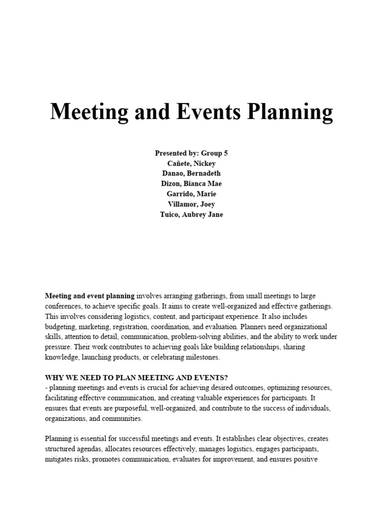 Effective Meeting and Event Planning Guide | PDF | Collaboration ...