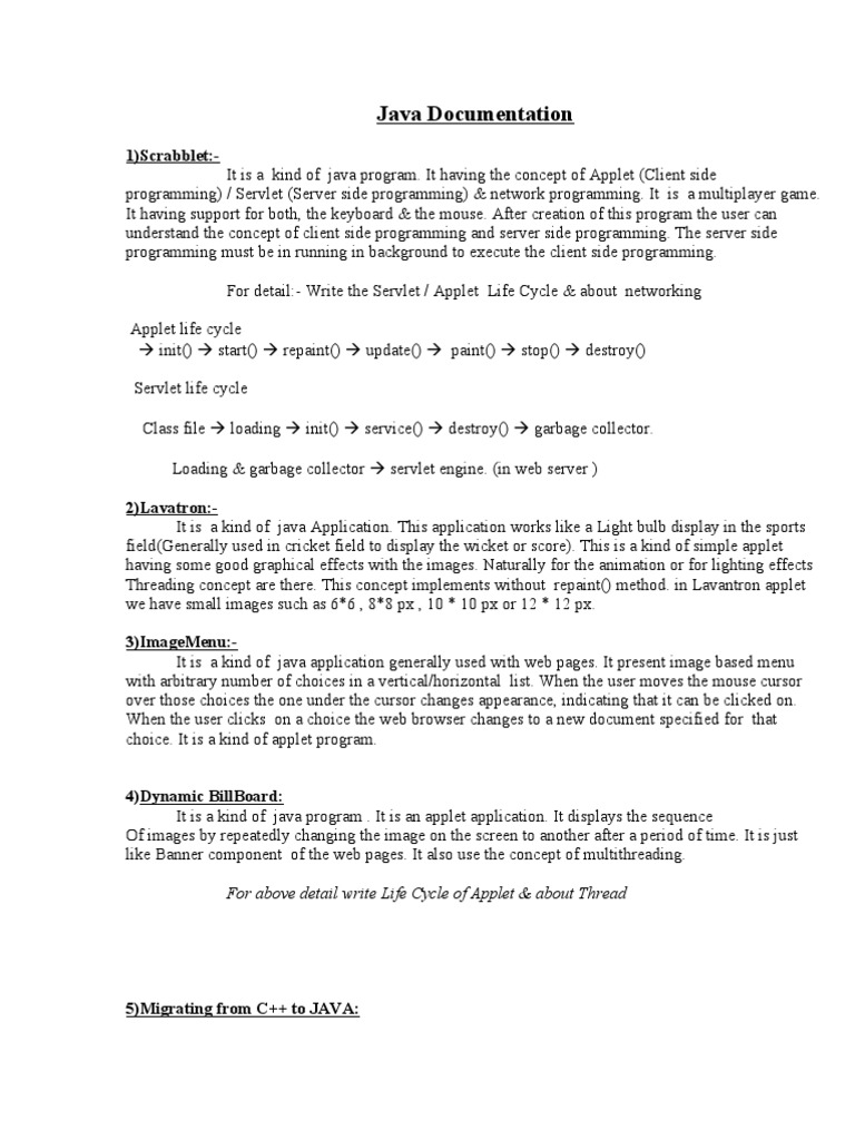 Java Documentation | PDF | Java (Programming Language) | C++