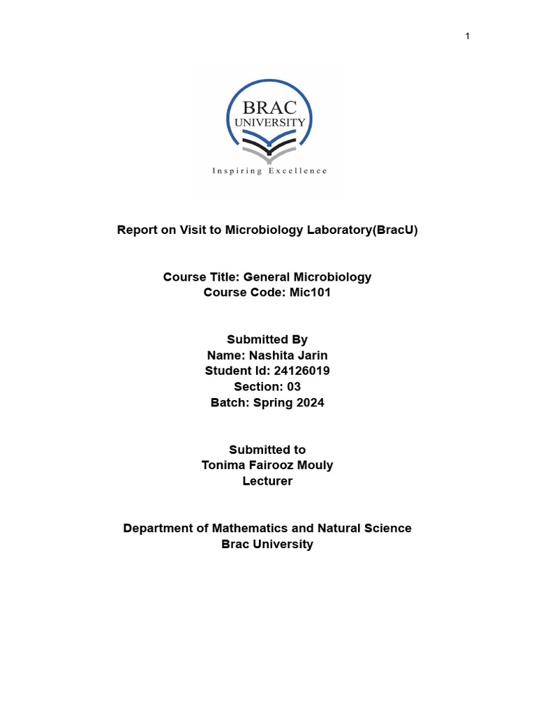 Microbiology Lab Visit Report at BRACU | PDF | Growth Medium ...