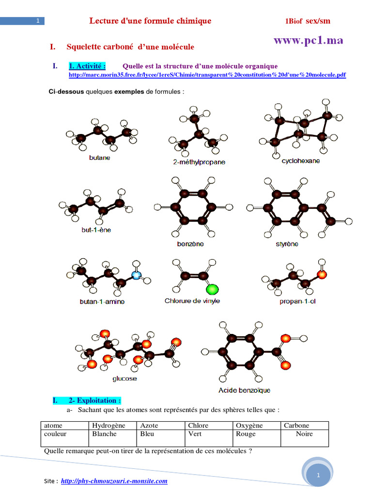 Formules chimiques des molécules organiques | PDF | Alcane | Isomère