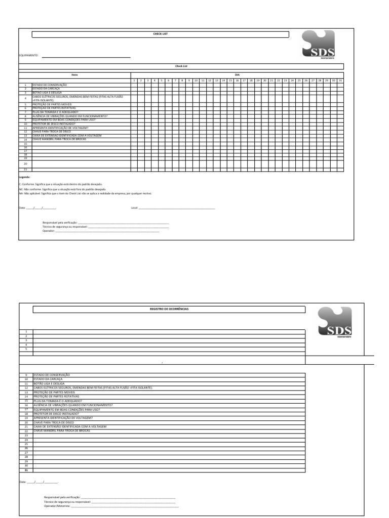 Check List de Segurança de Equipamentos | PDF