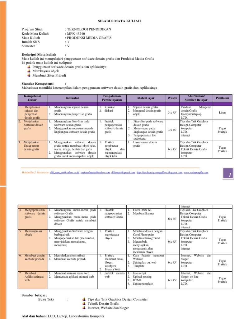 Silabus Desain  Grafis  Kurikulum 2013 Revisi  Sekolah