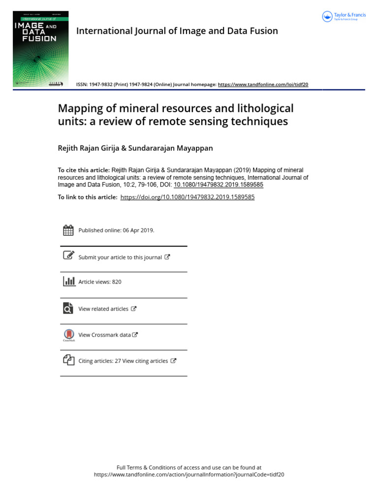 Remote Sensing for Mineral Mapping | PDF | Infrared