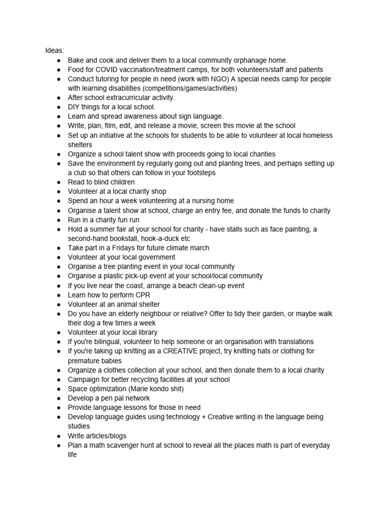 CAS Project Ideas | PDF | Foreign Language Studies