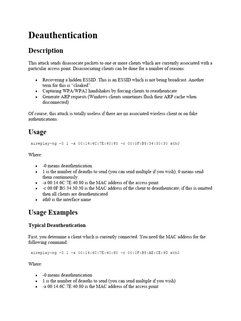 Deauthentication pdf wi fi security