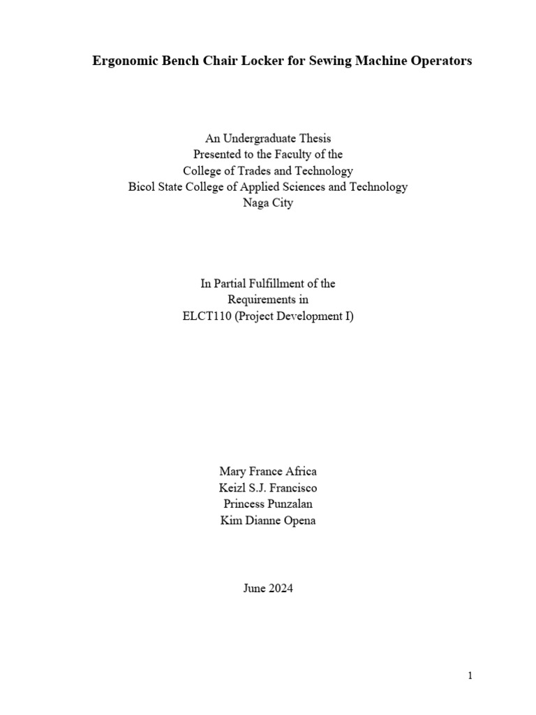 Ergonomic Chair Design for Sewing Operators | PDF | Human Factors And ...