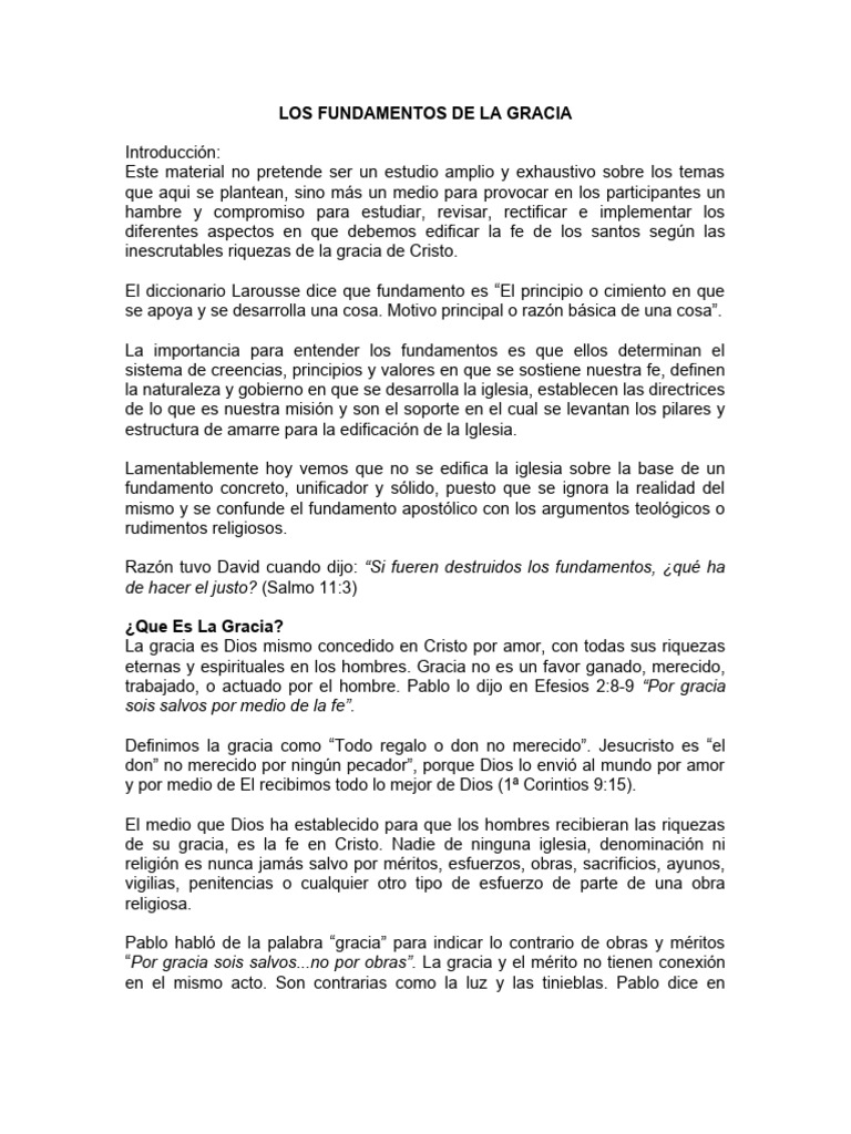 Fundamentos de la Gracia en Cristo | PDF | Gracia divina | Cristo (título)