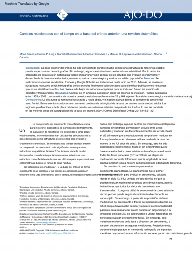 Anterior Cranial Base Timerelated Changes A Systematic Review Pdf