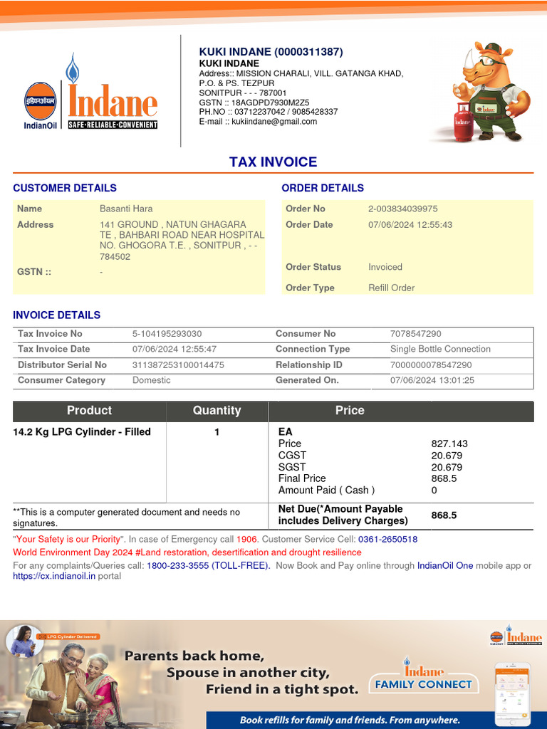 Invoice | PDF | Liquefied Petroleum Gas | Insurance