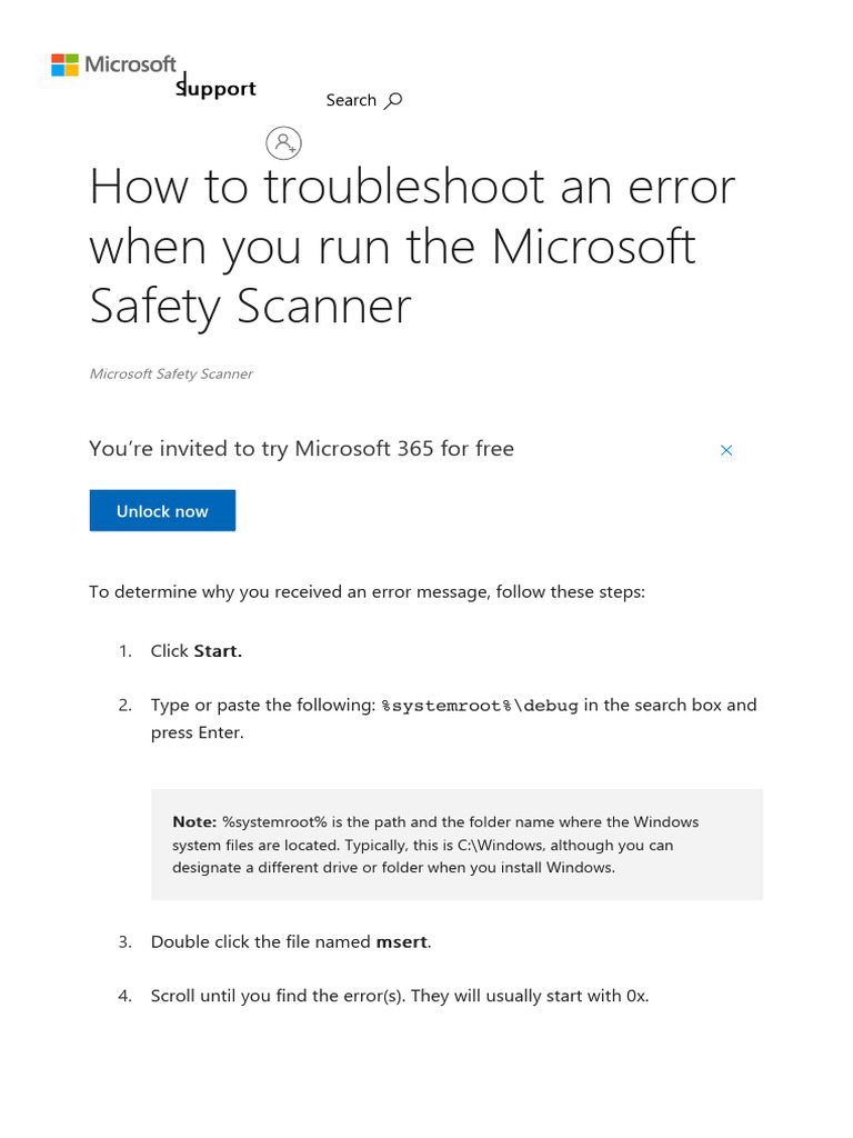 Troubleshooting Microsoft Safety Scanner Errors | PDF | Malware ...