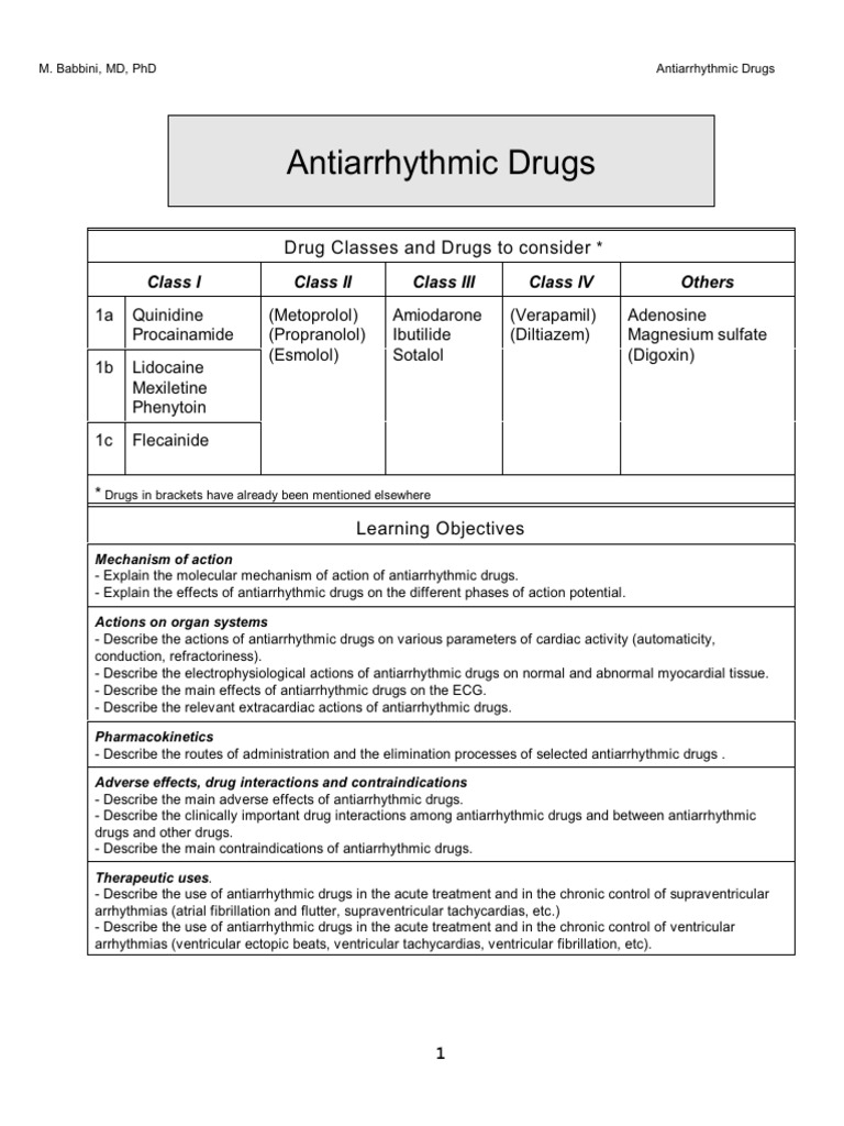 Antiarrhythmic Drugs PDF Cardiac Electrophysiology Cardiology